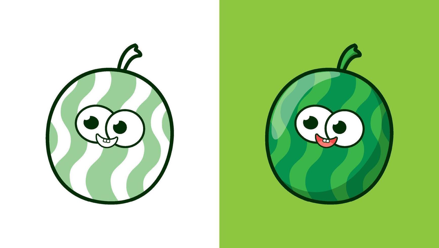 Happy Watermelon Cartoon Premium vector