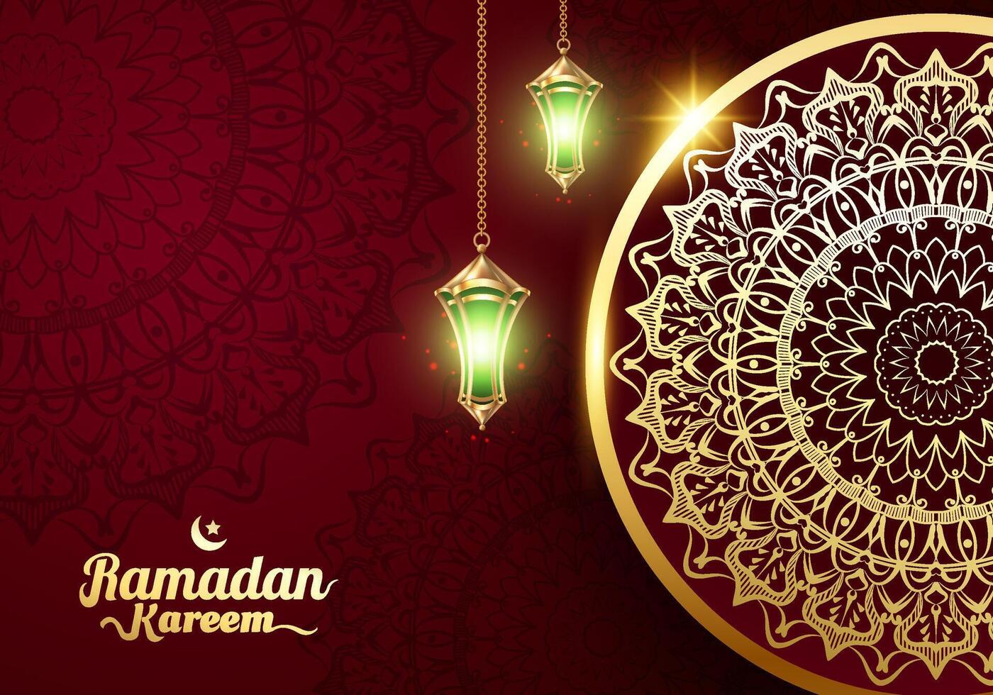 Ramadan Kareem design concept with green luxury color. ramadan kareem design with podium sale. illustration vector