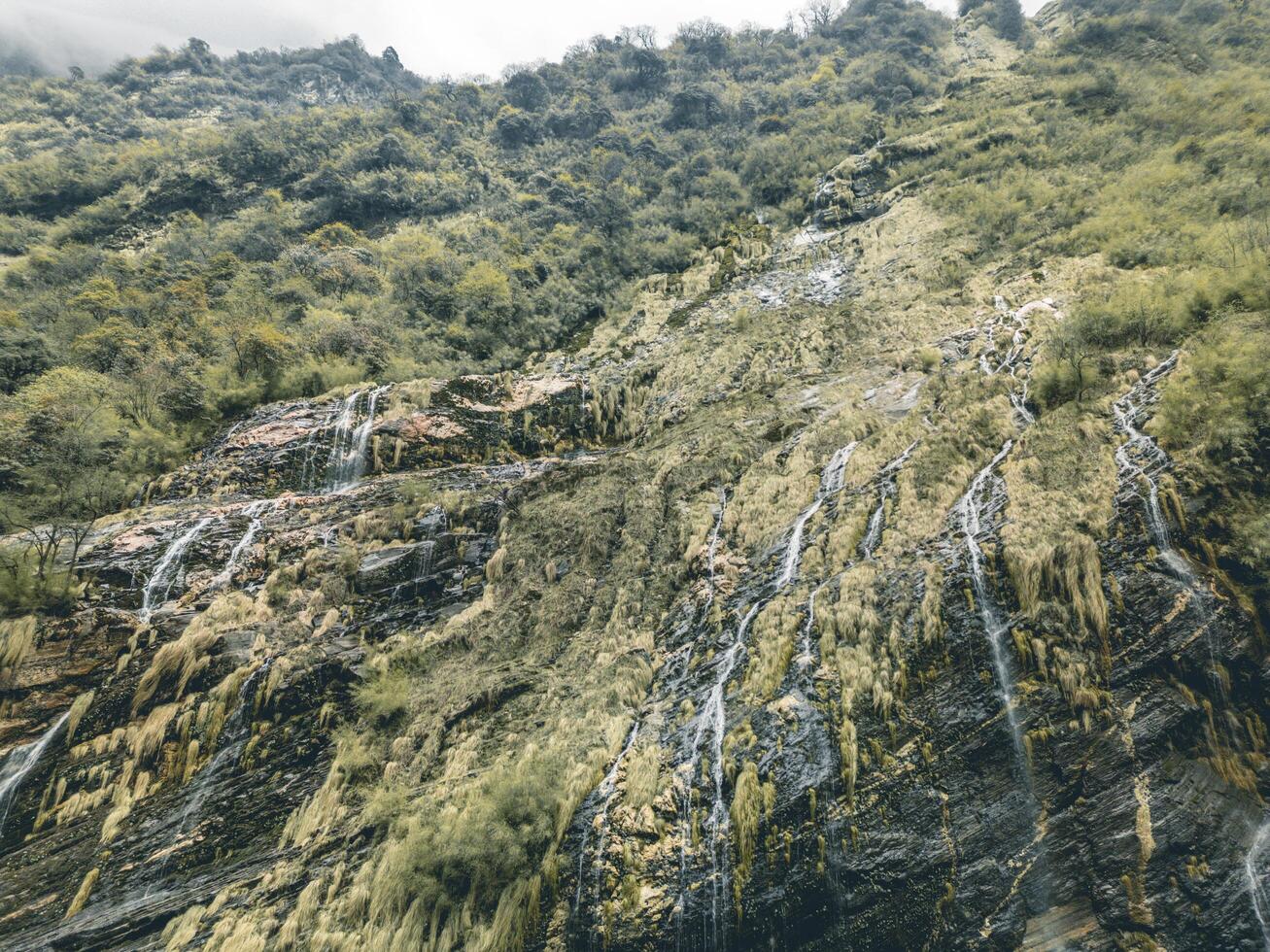 waterfall in nepal, best waterfall, waterfall during annapurna base cam trek in nepal photo