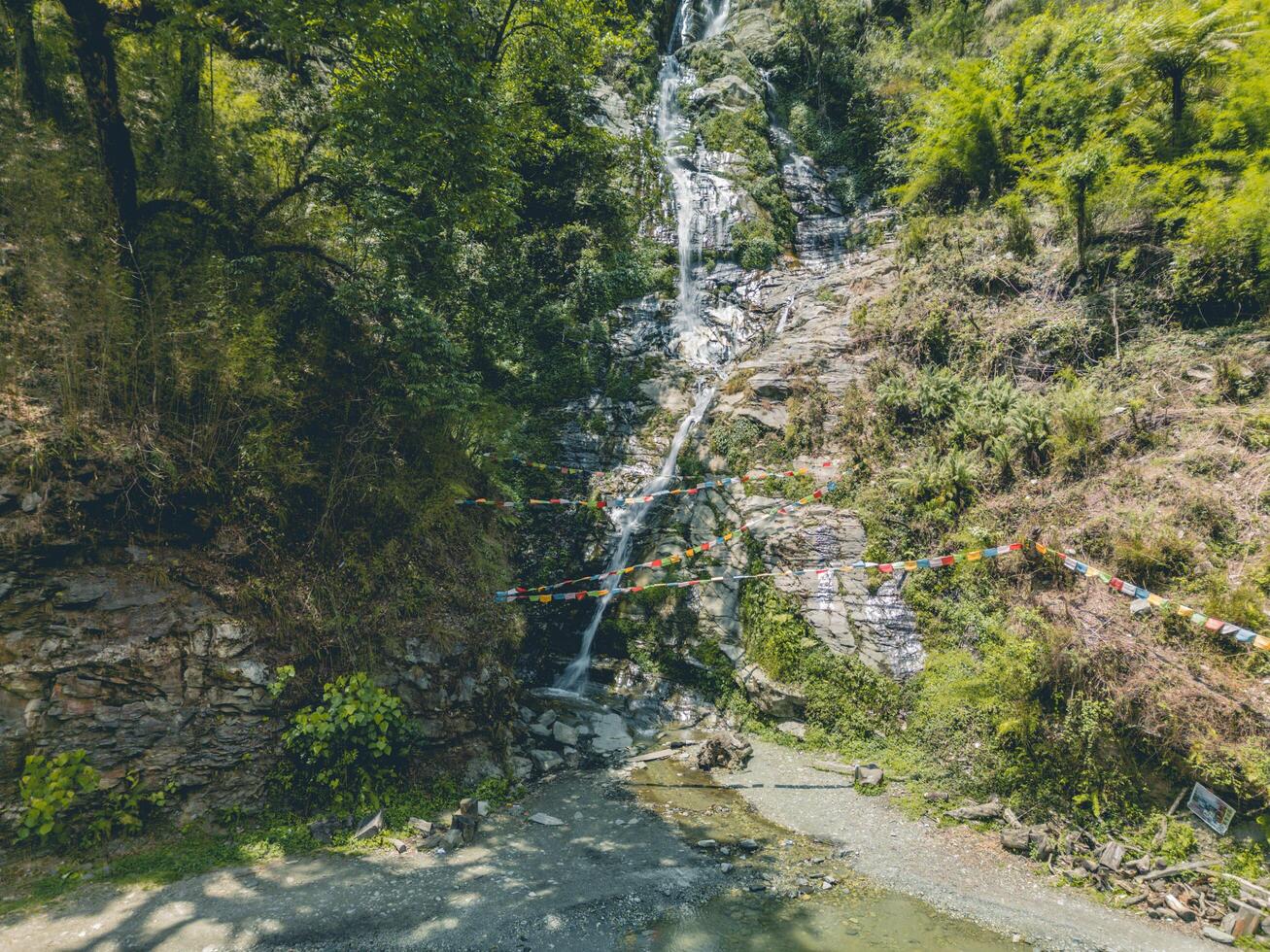 waterfall in nepal, best waterfall, waterfall during annapurna base cam trek in nepal photo