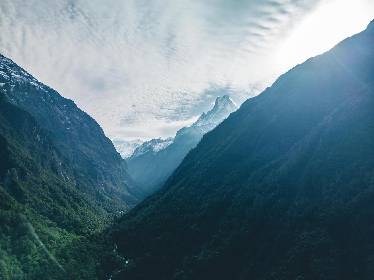 Mountain in nepal, machapuchare mountain, himalaya view point nepal photo