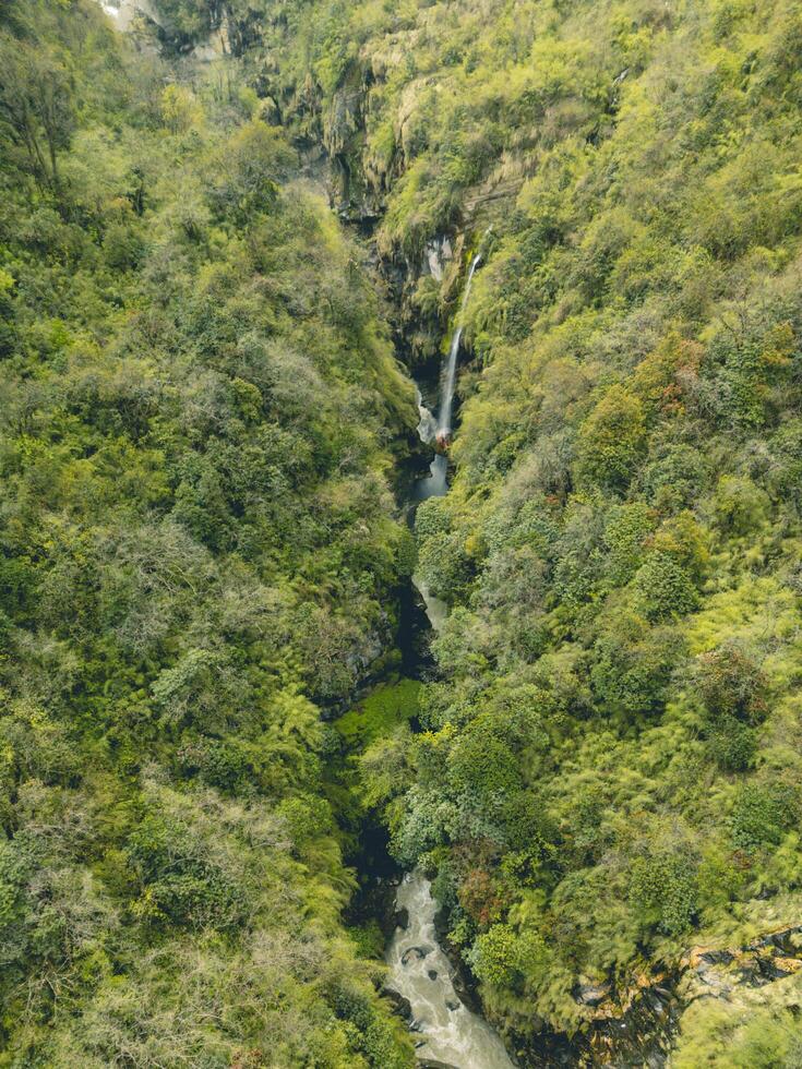 waterfall in nepal, best waterfall, waterfall during annapurna base cam trek in nepal photo
