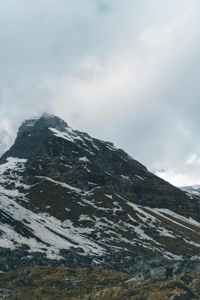 snow covered mountains, landscape with clouds and mountain, annapurna base camp, mountain in nepal, ABC trek photo