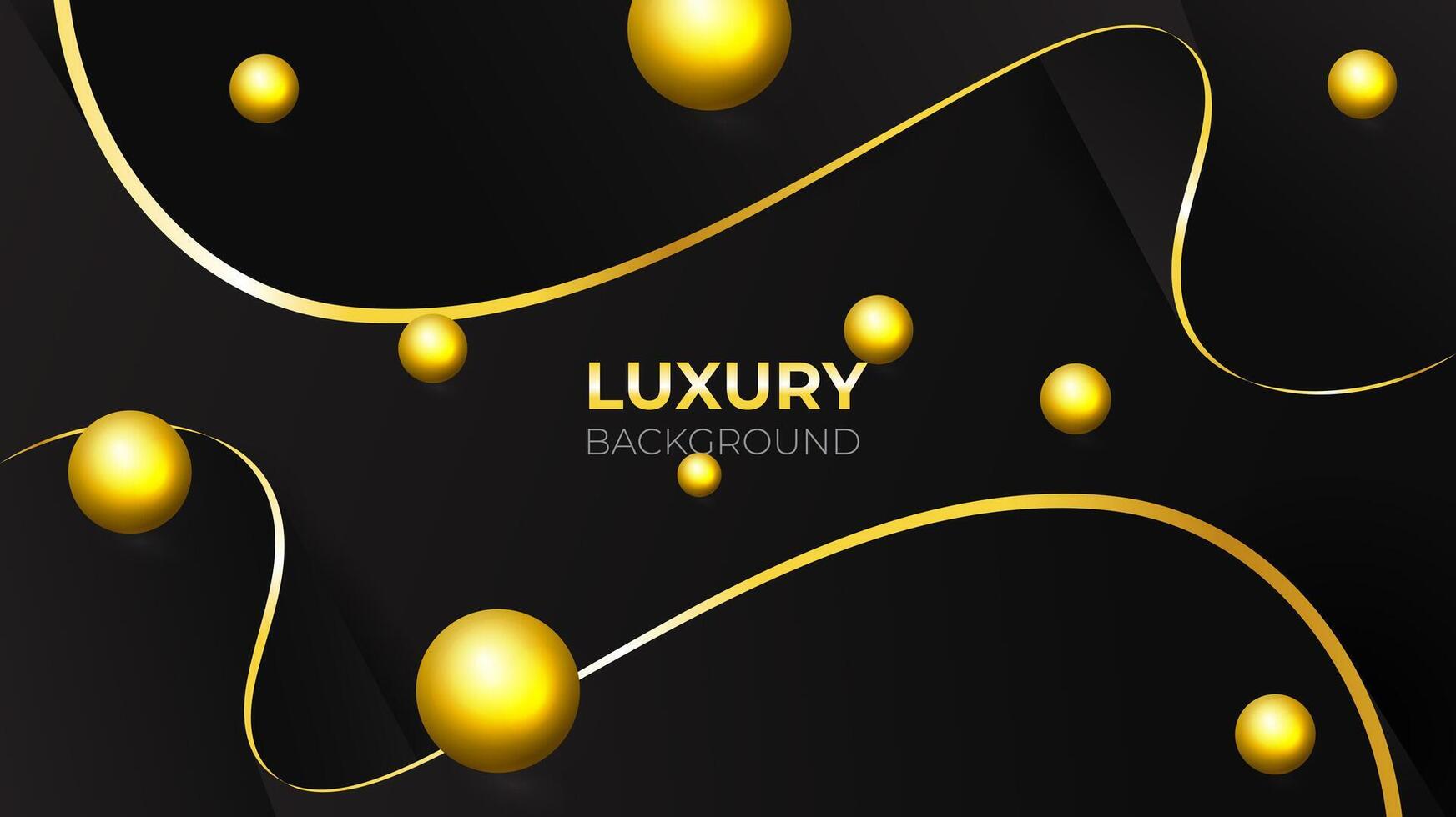 Black luxury background with golden ribbon elements and light effect decoration and golden shape. illustration. vector