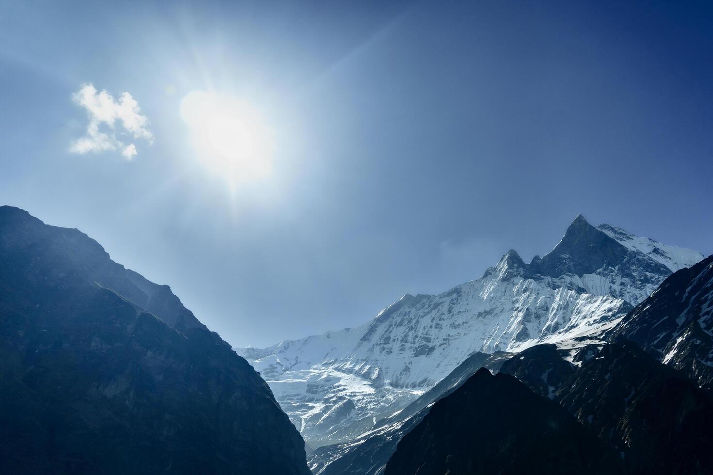 Machhapuchhare, Mt Fishtail in the Himalayas of Nepal, Machapuchare, the Sacred Mountain of Nepal photo