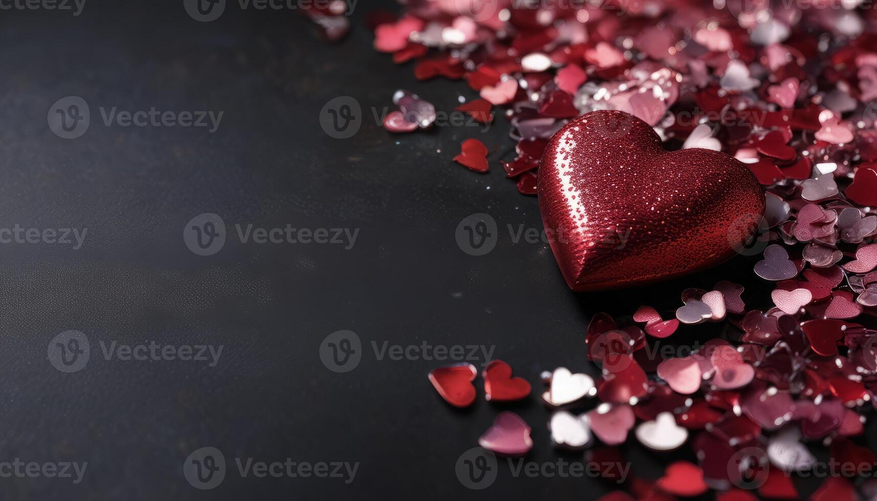 A heart is surrounded by a pile of red glitter photo
