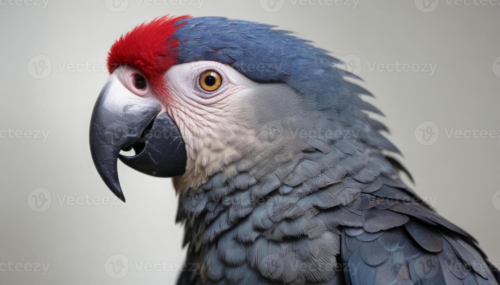A blue and red parrot with a yellow beak photo