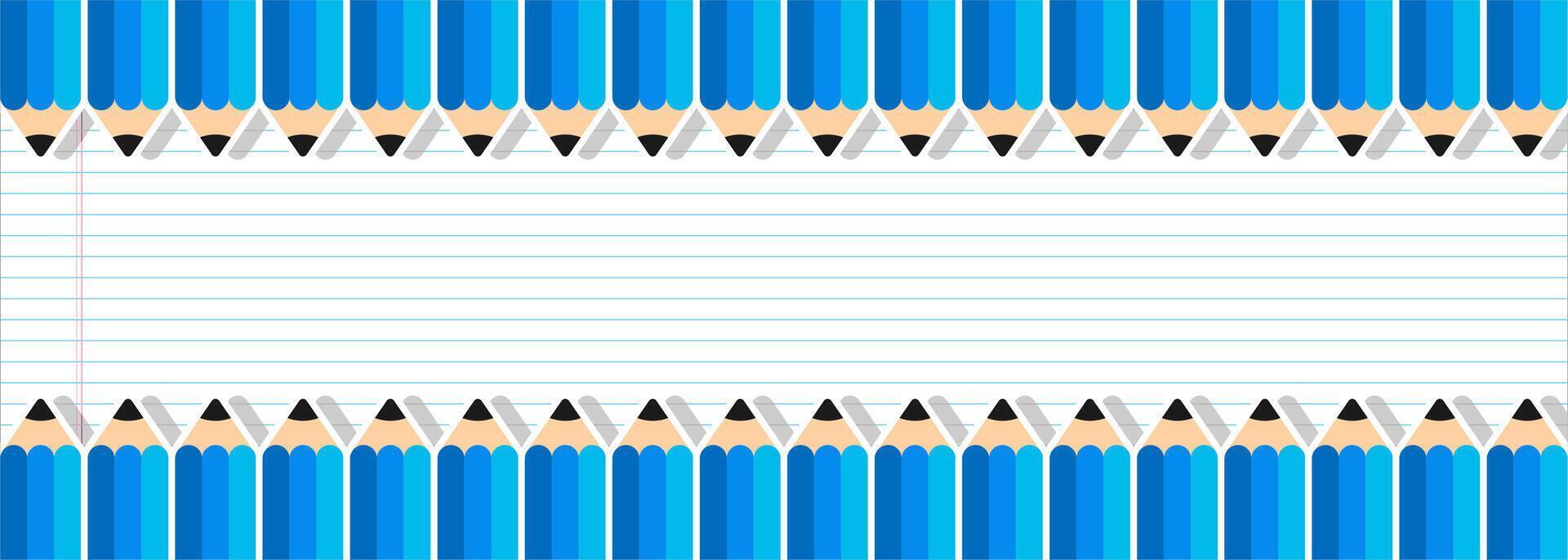 Pencils lined up on paper background. Back to school concept illustration vector