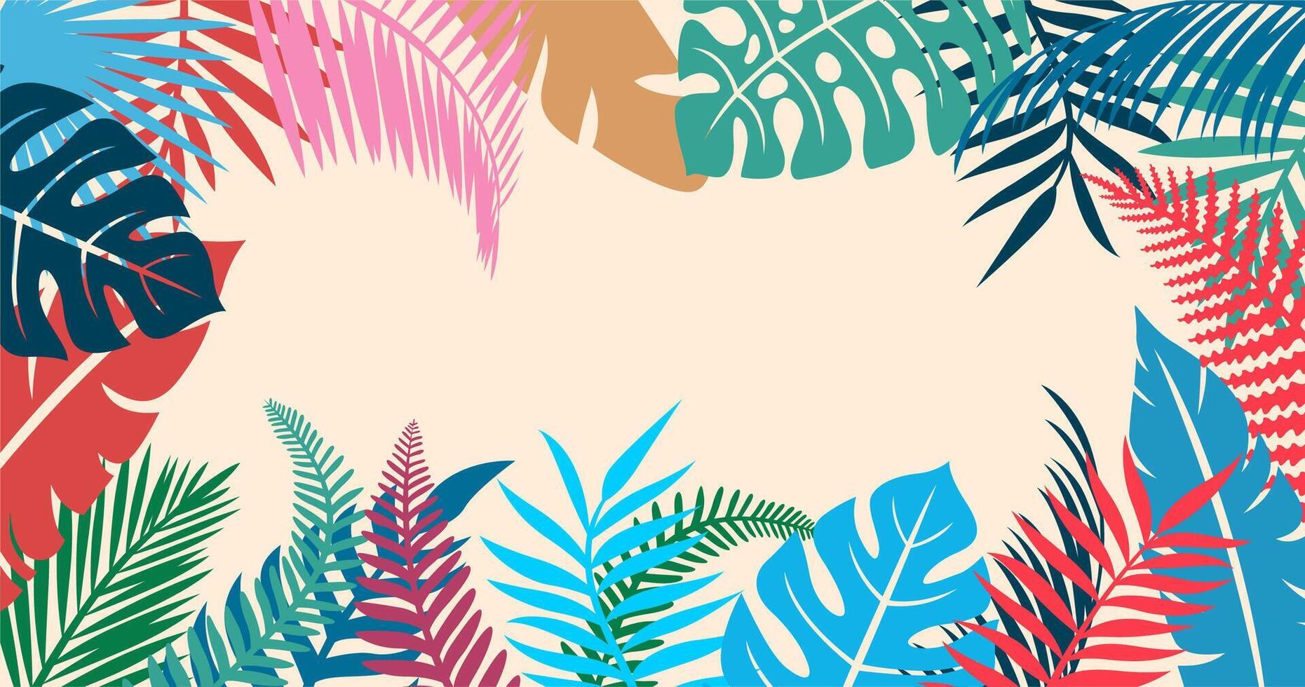 Tropical background with palm leaves. illustration in flat style vector