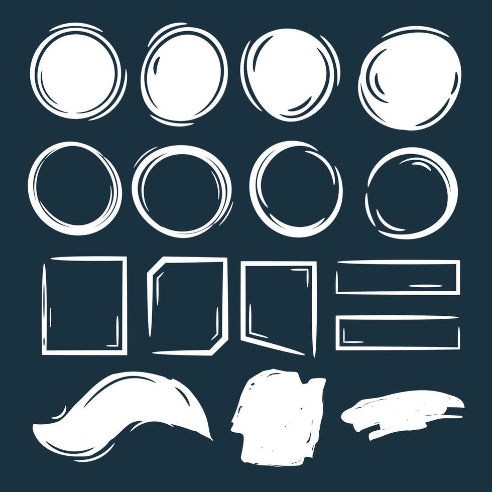 Circular brush stroke doodle marker paintbrush design elements vector
