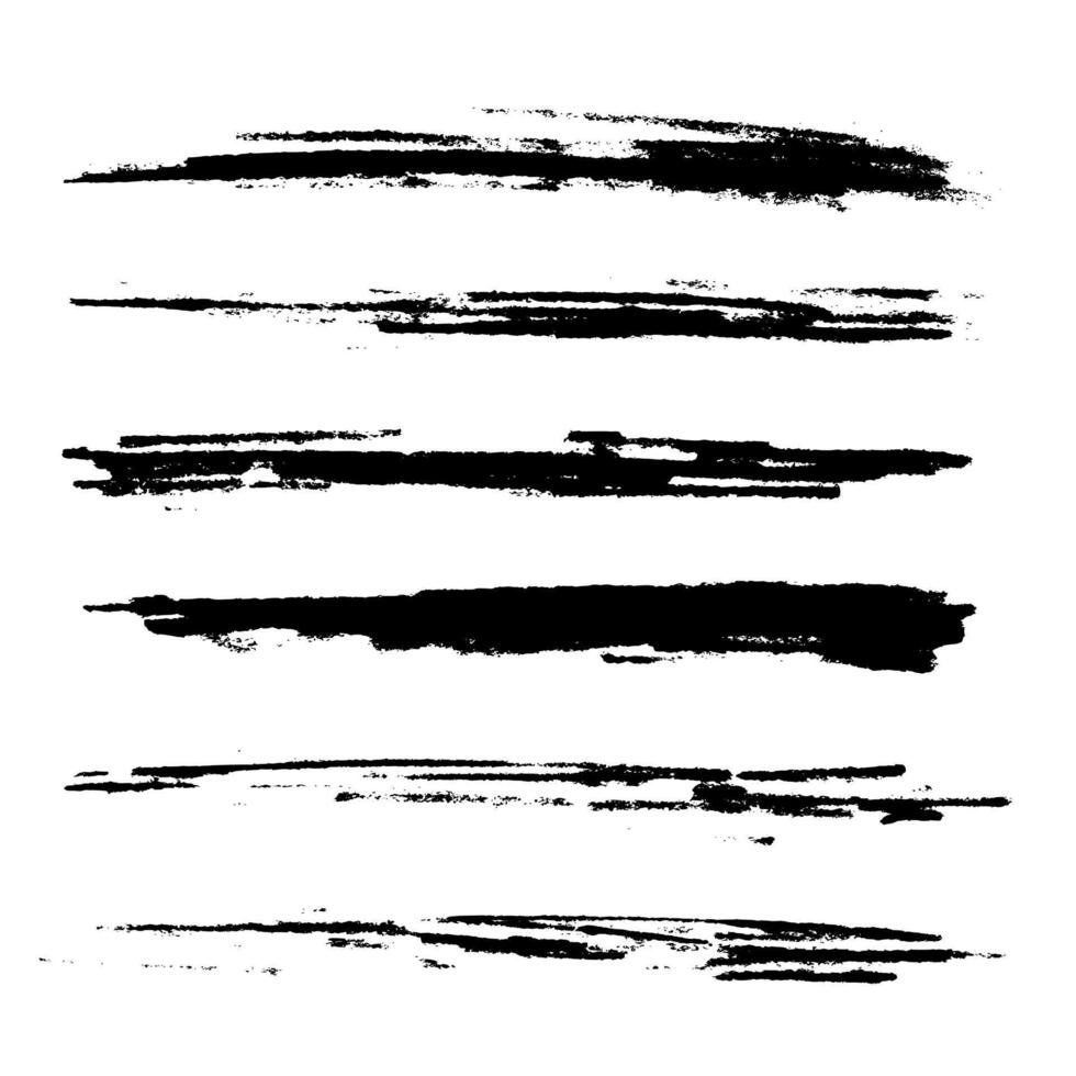 Set of rough texture black brushes stroke vector