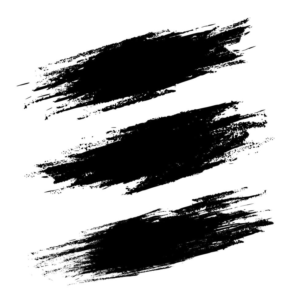 Black paint brush stroke design elements vector
