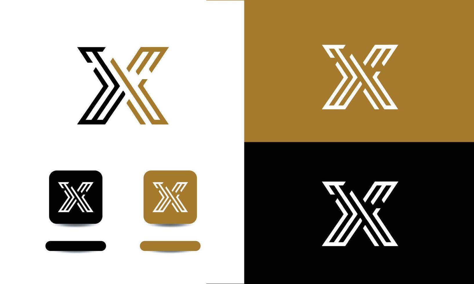 Line art letter X creative monogram logo Pro vector
