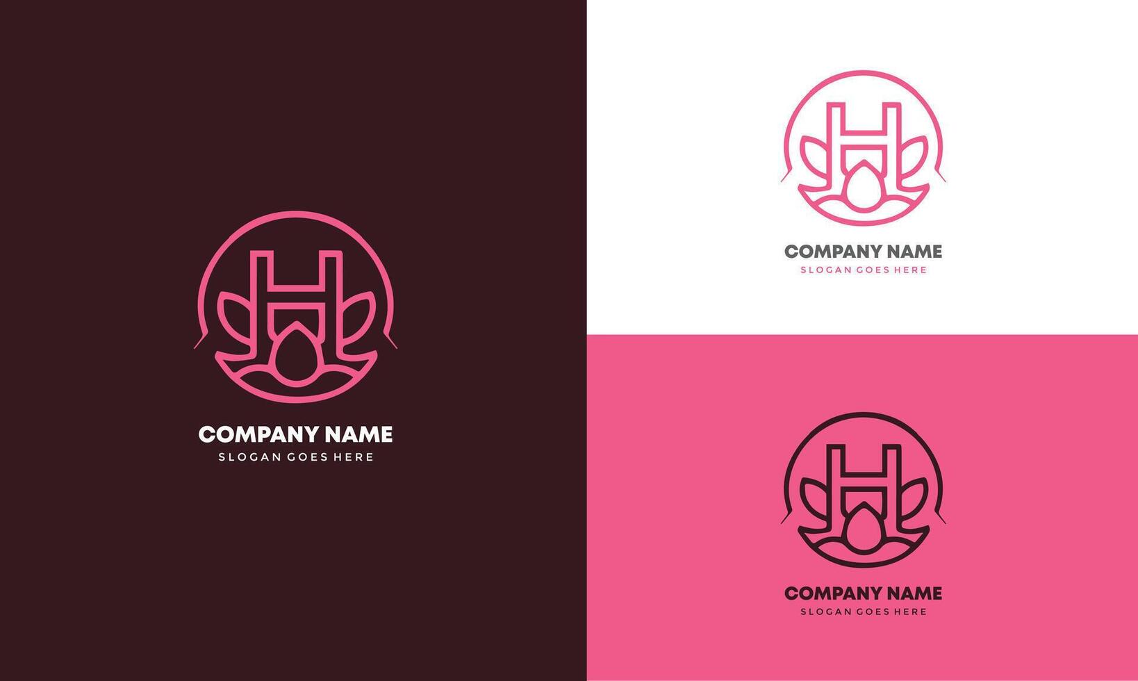 Creative Letter H Lotus Flower logo design template Pro and Pro SVG vector