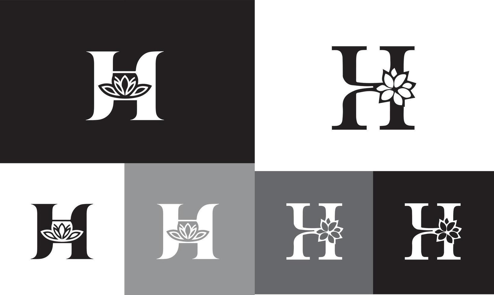Creative Letter H Lotus Flower logo design template Pro and Pro SVG vector