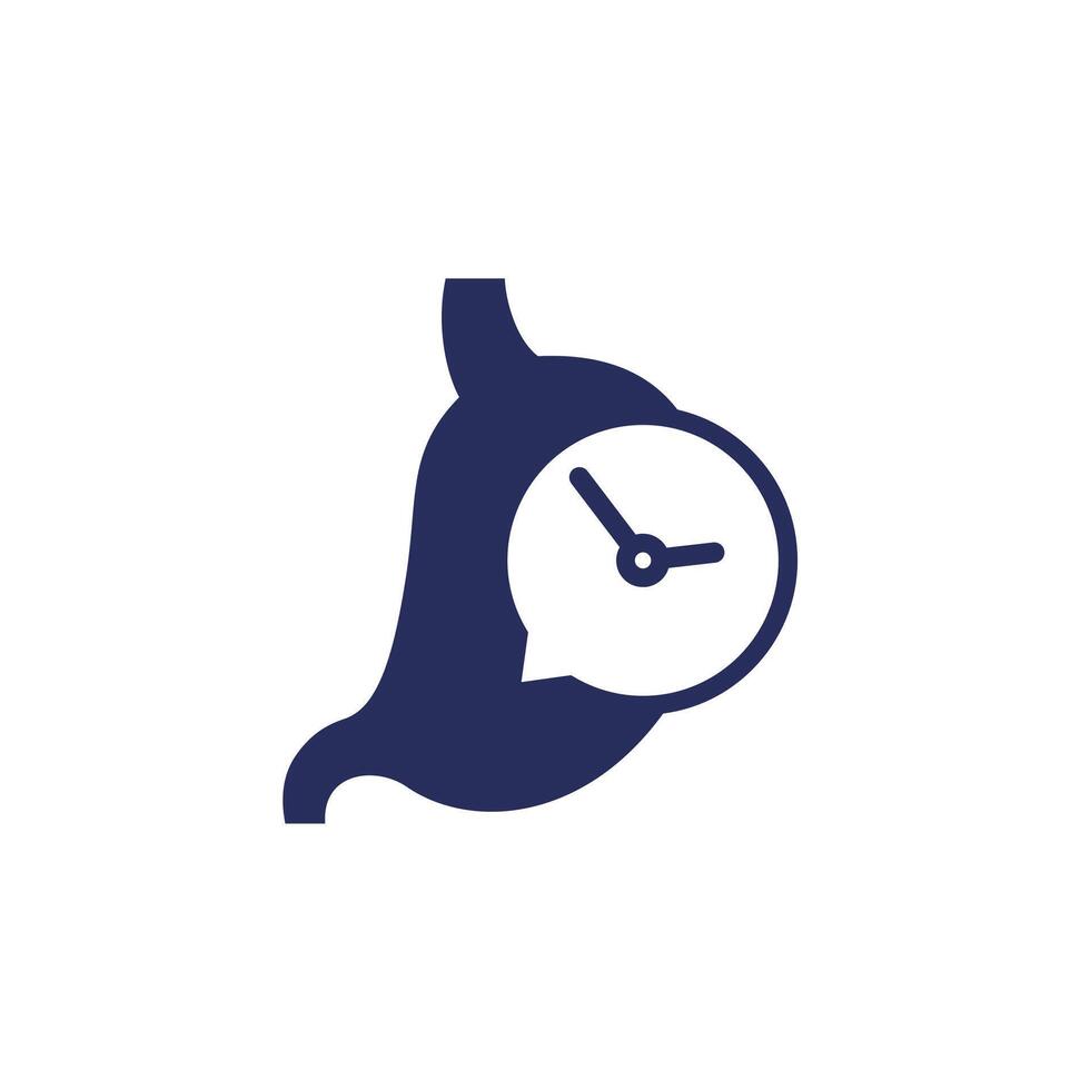 digestion, time to digest food icon with a stomach vector
