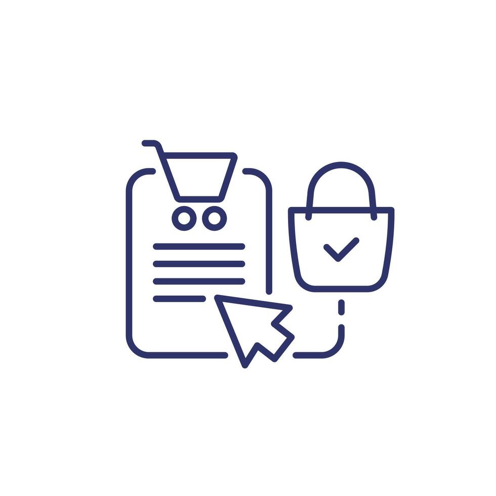 click and collect line icon on white vector