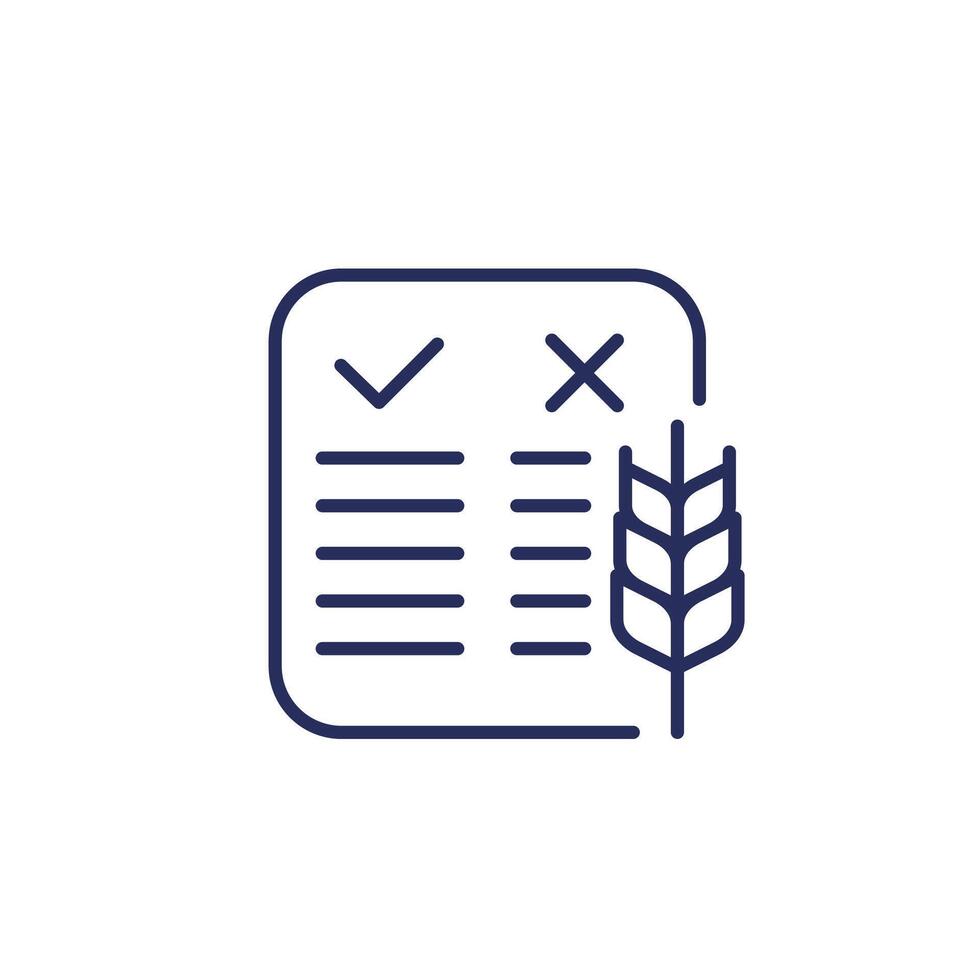 Pros and cons of gluten line icon on white vector