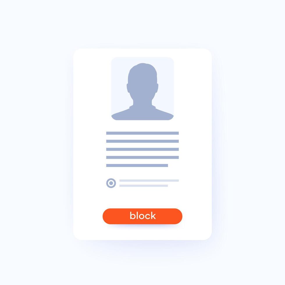 block user form with a button, ui design vector