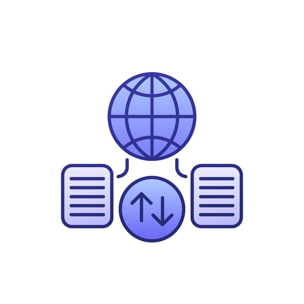 Global data exchange icon with outline vector