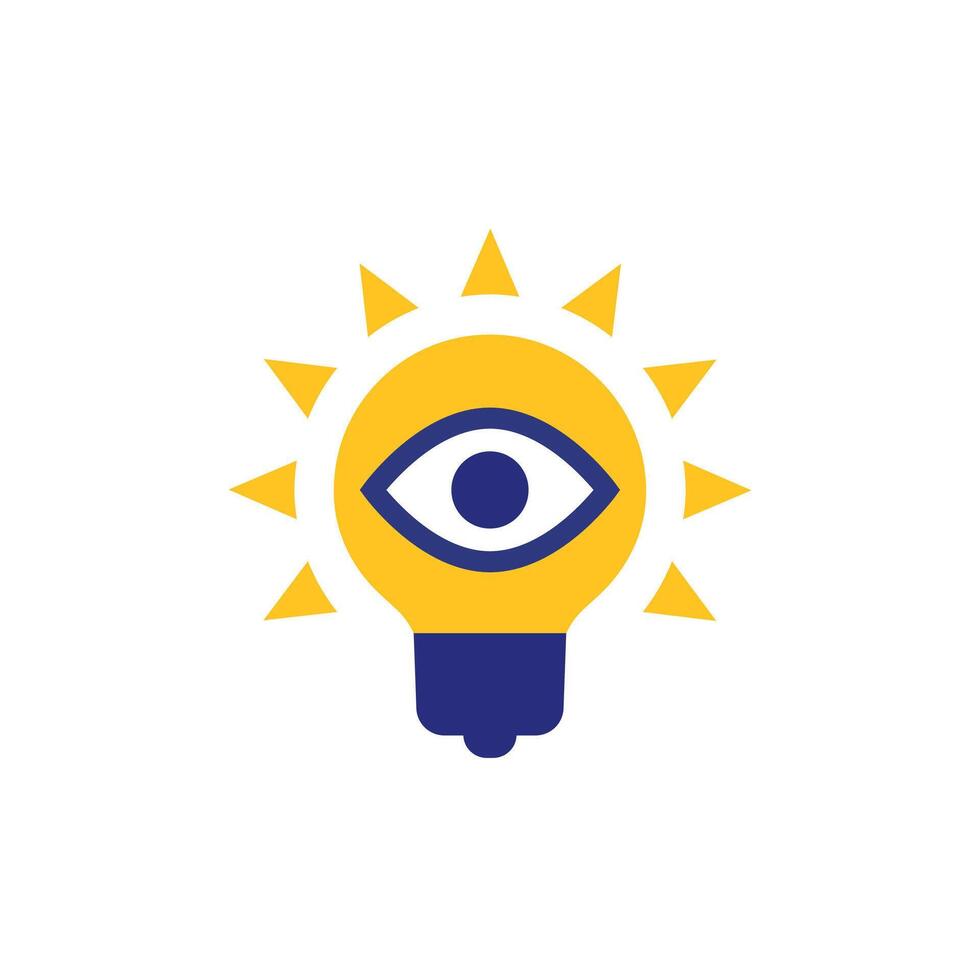 light bulb and eye icon in flat design vector