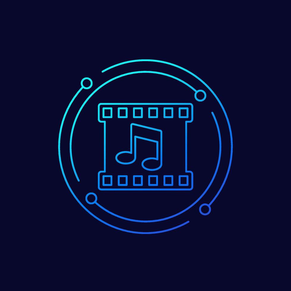 multimedia icon, linear design vector