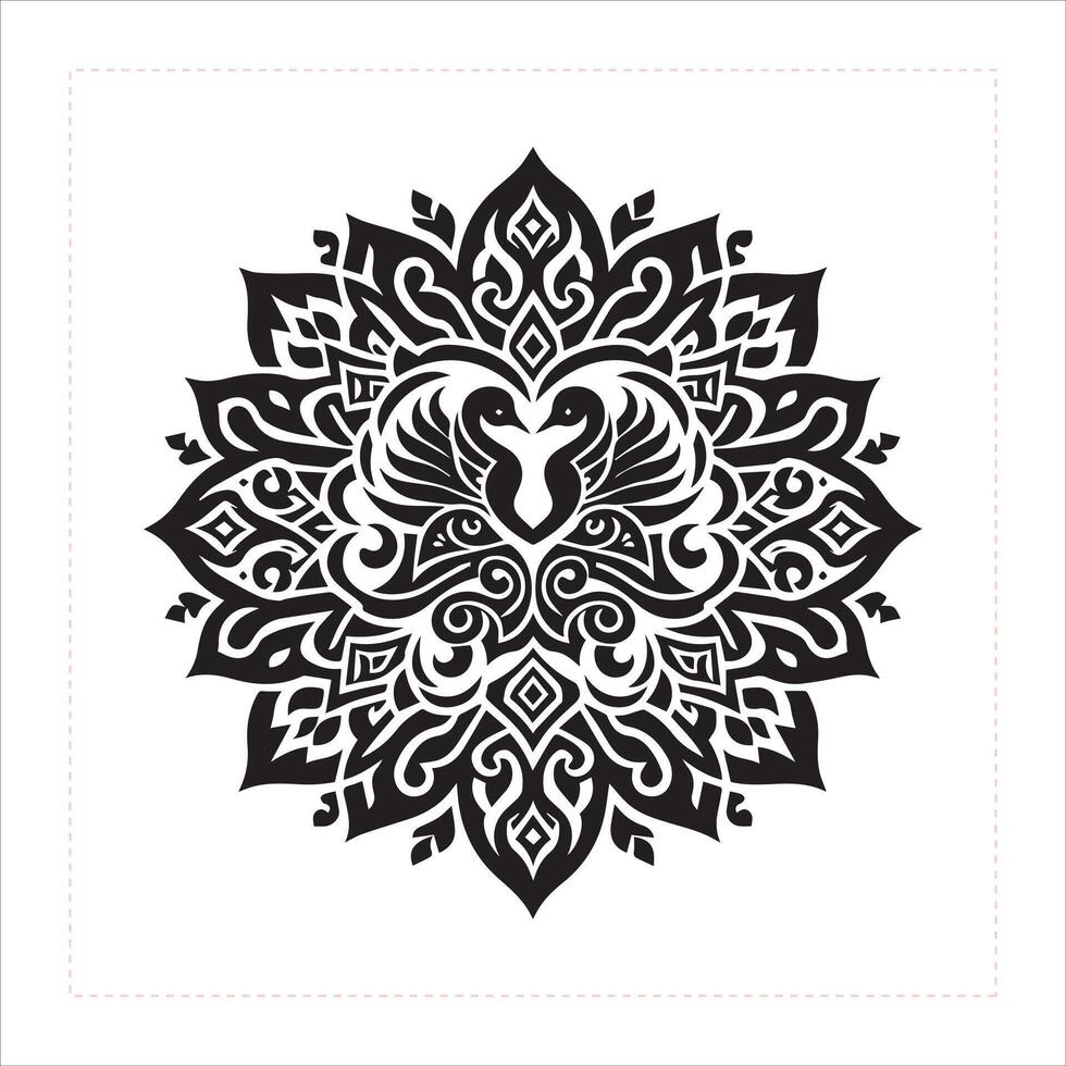 Pack of hand drawn stylish mandala design floral love design vector