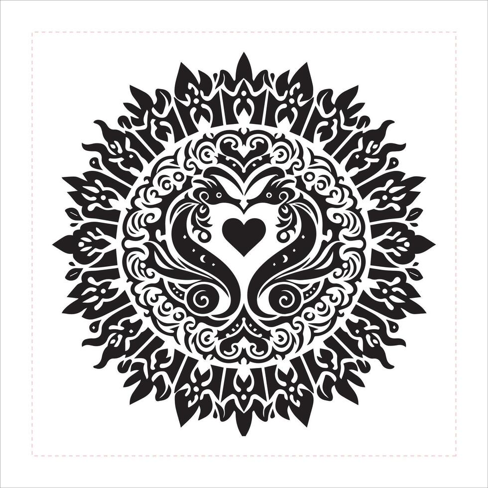 Pack of hand drawn stylish mandala design floral love design vector