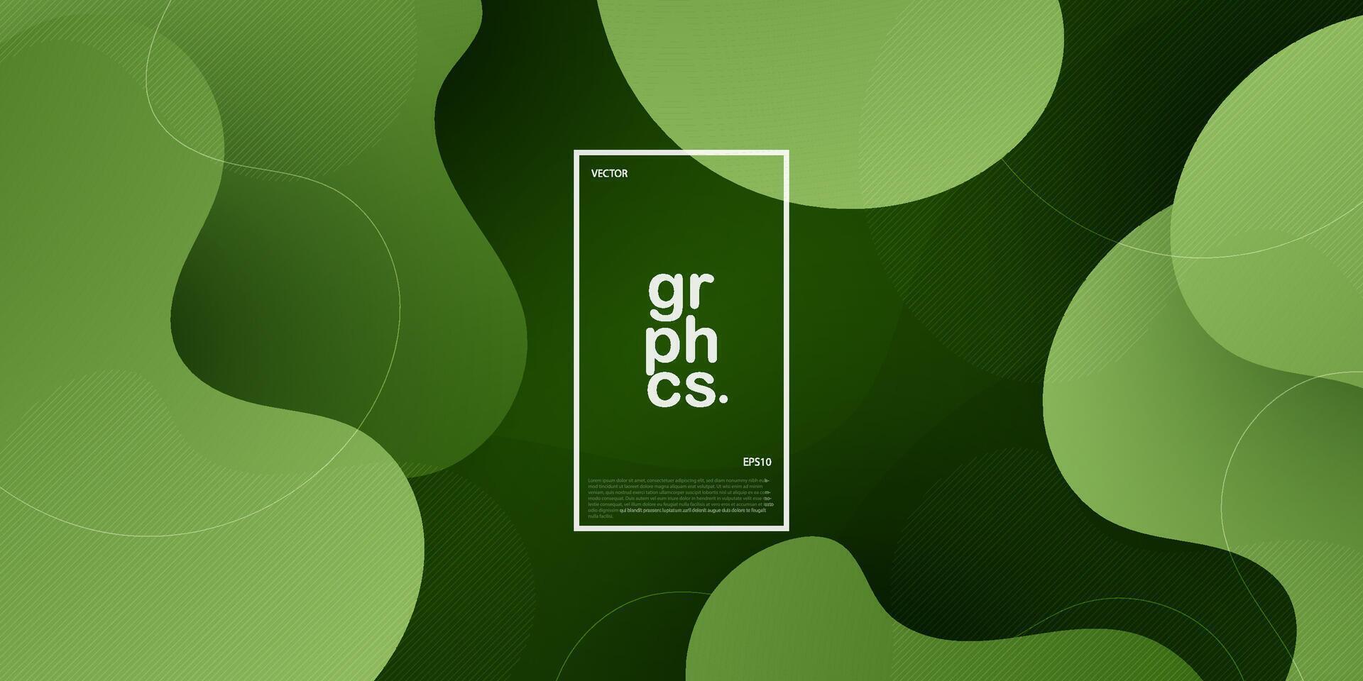 Colorful fluid abstract 3d background with gradient green color on background. Eps10 vector