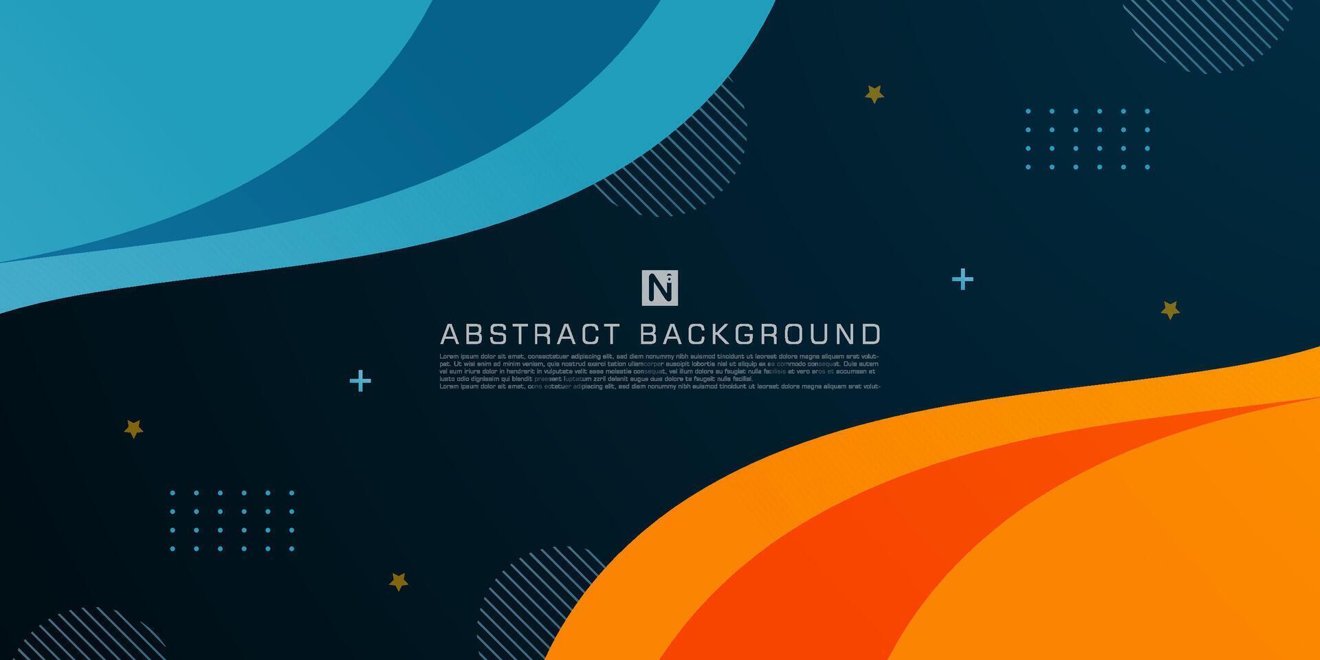Dark blue and orange geometric business banner design. creative banner design with wave shapes and lines for template. Simple horizontal banner. Eps10 vector