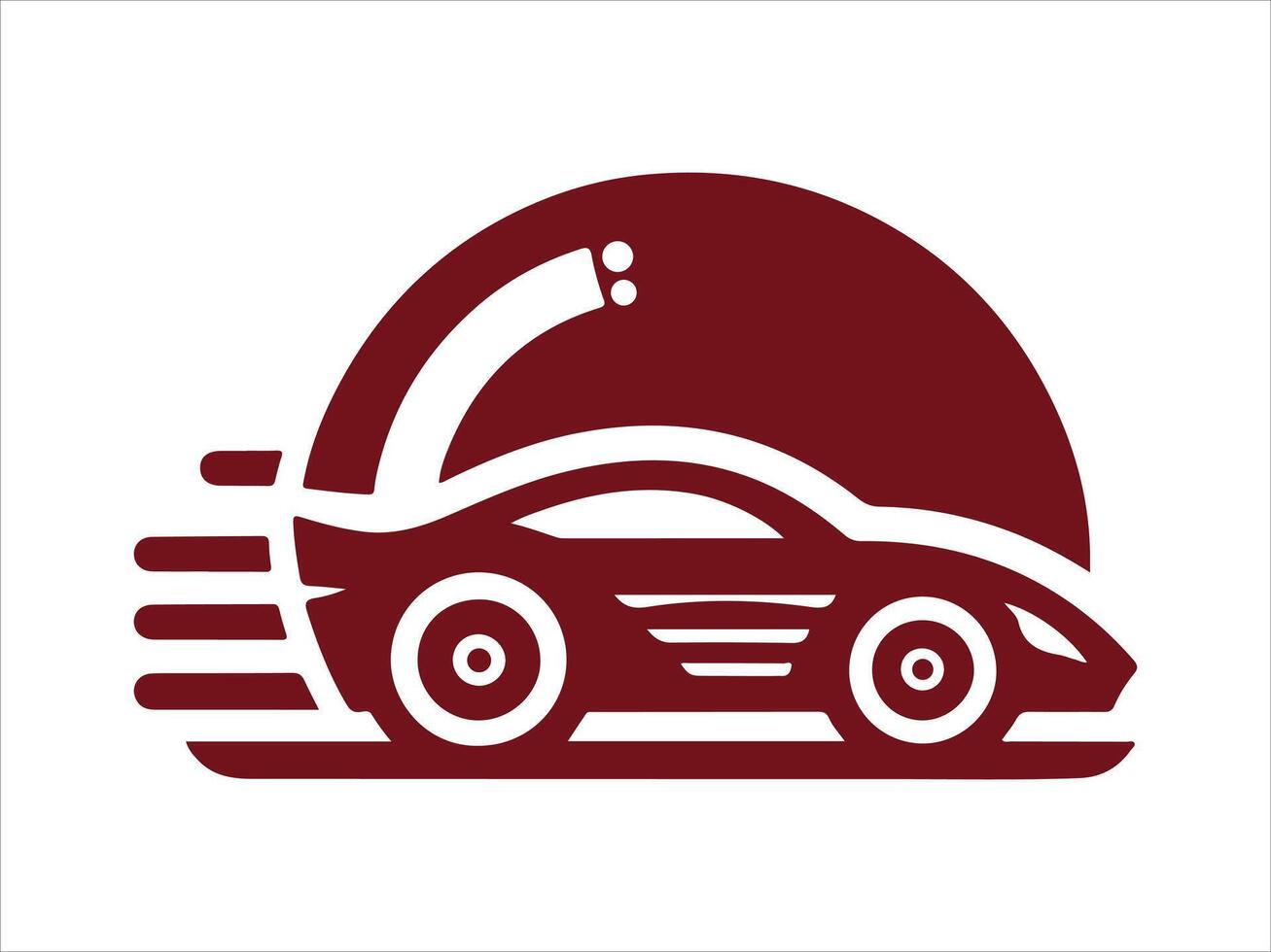 a car icon with a speedometer and a red line vector