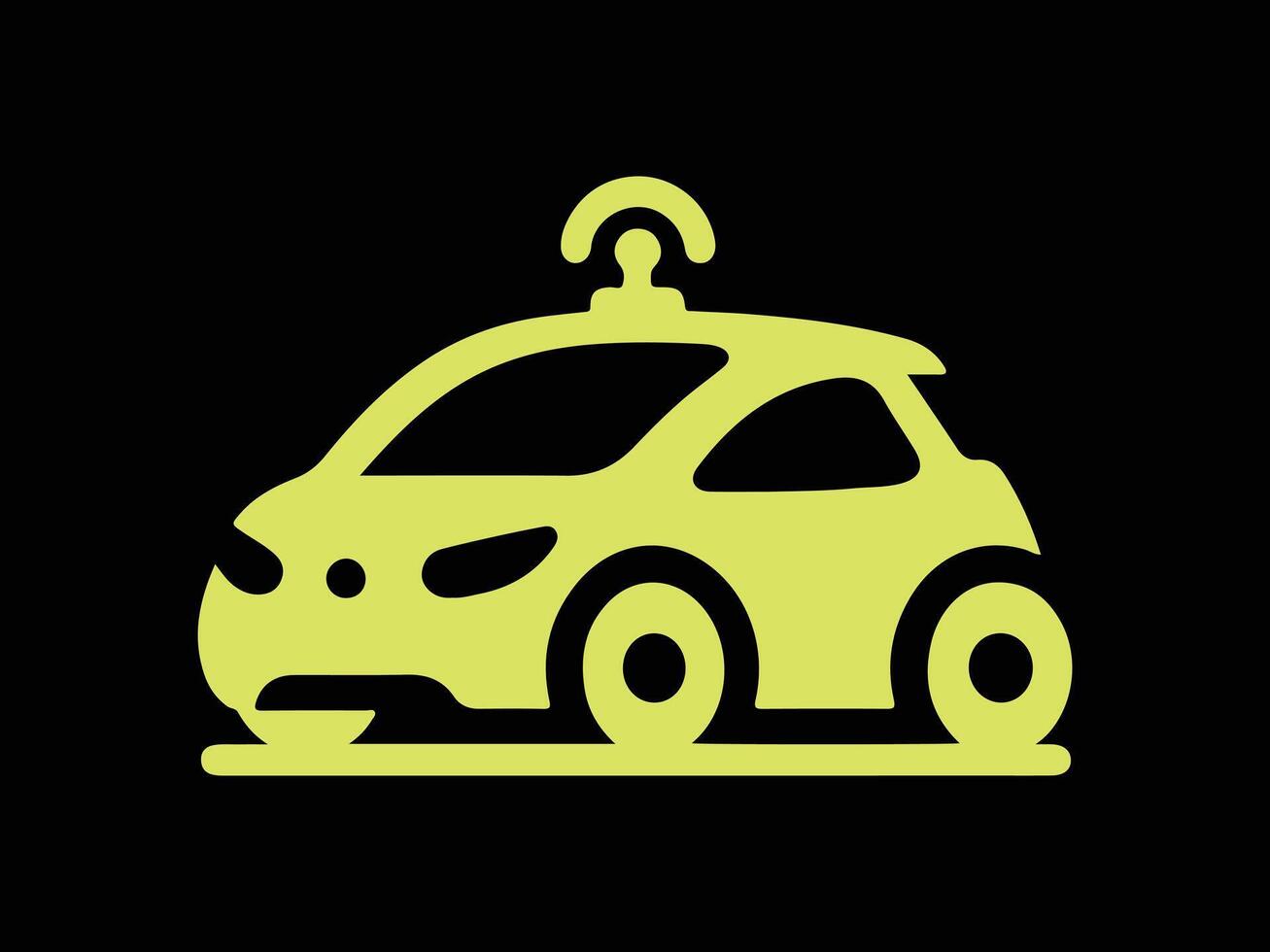 a yellow car with a wifi icon on it vector