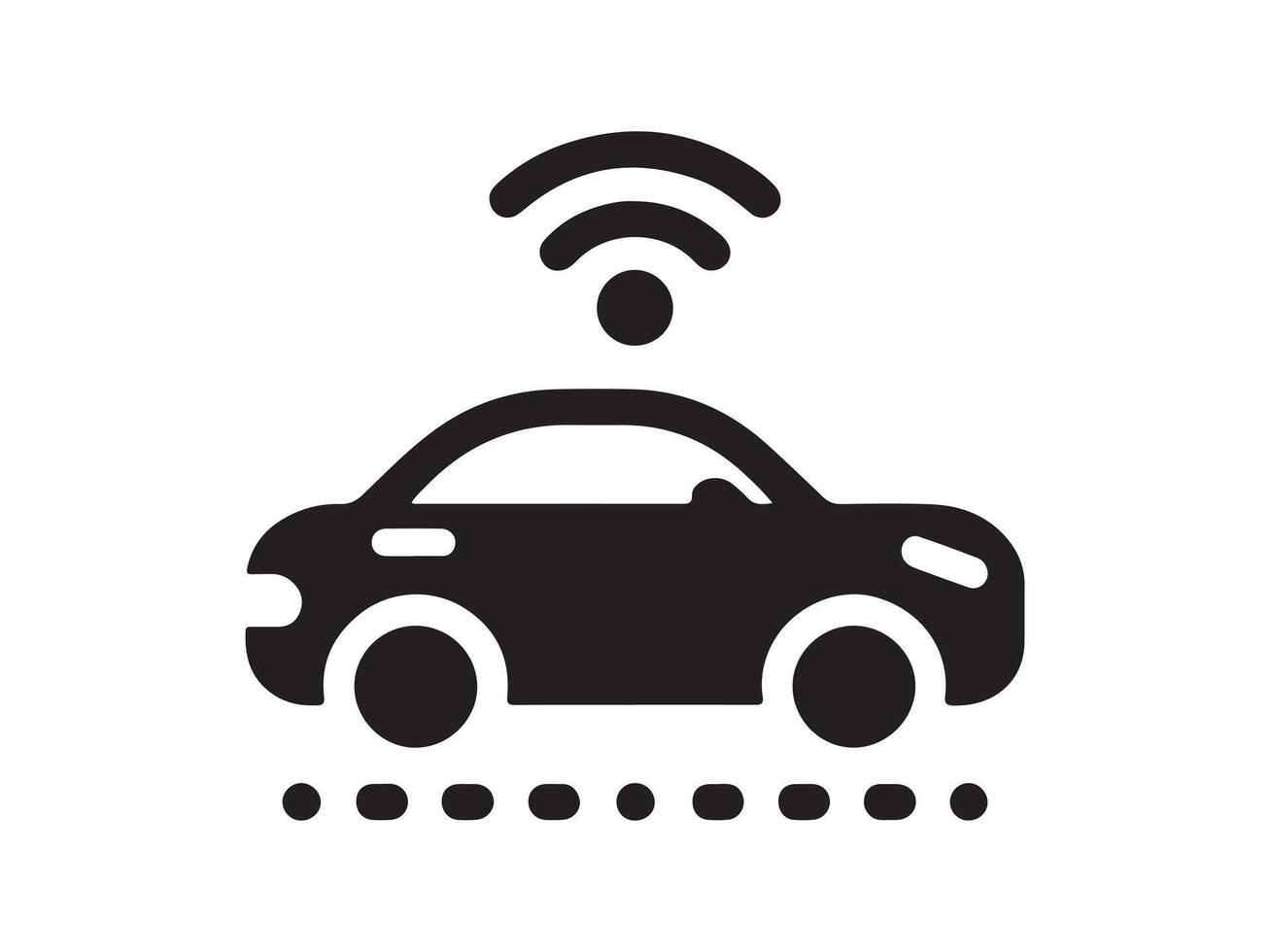 a black and white image of a car with wifi icon vector