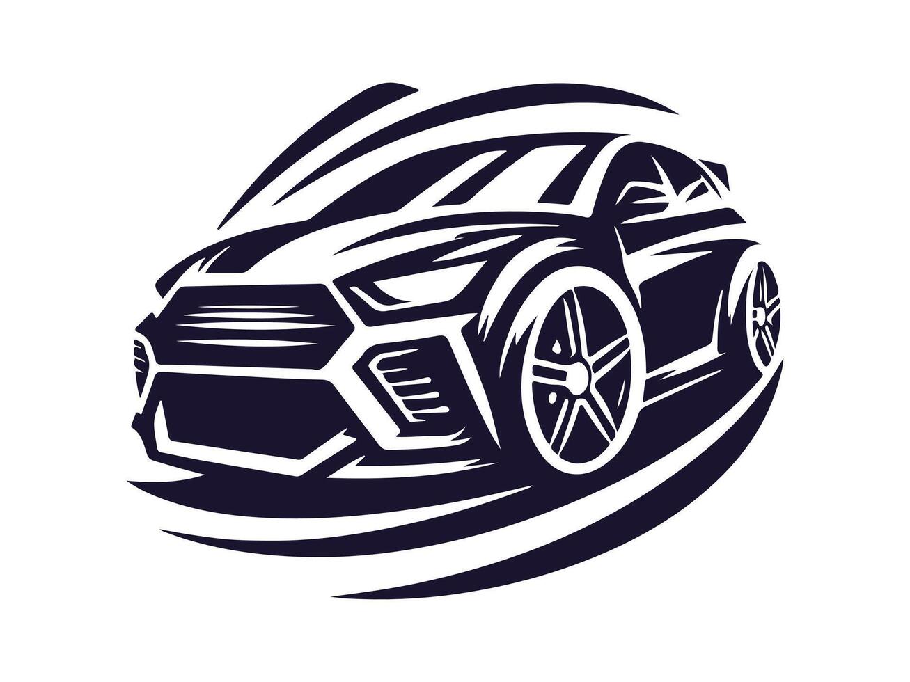 a black and white car logo with a wave. modern stylish car icon logo