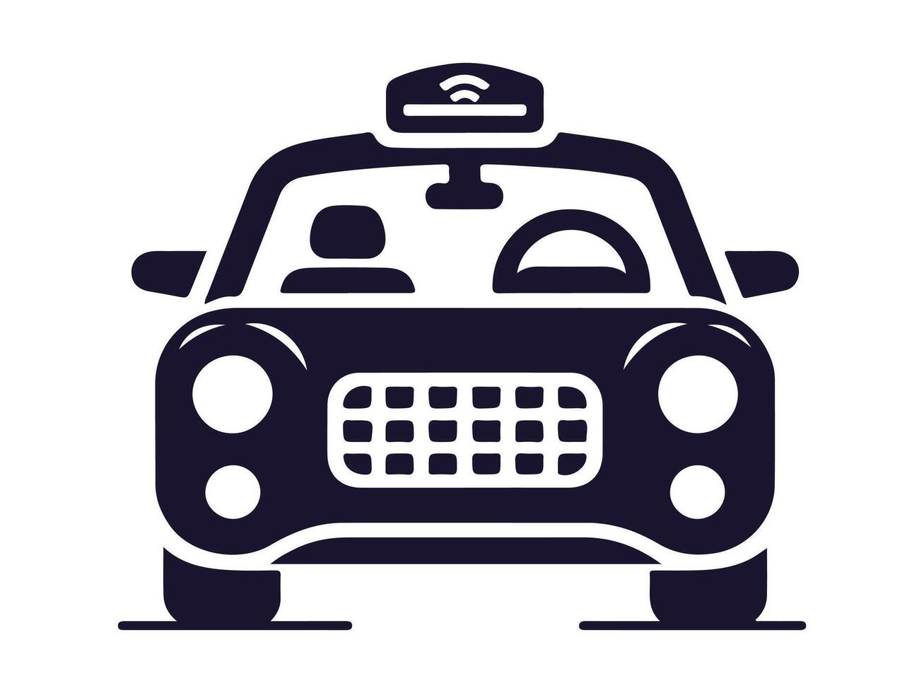 a black and white image of a car with a driver. car logo vector