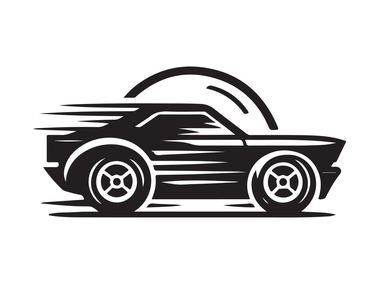 a black and white image of a car with a speed sign vector