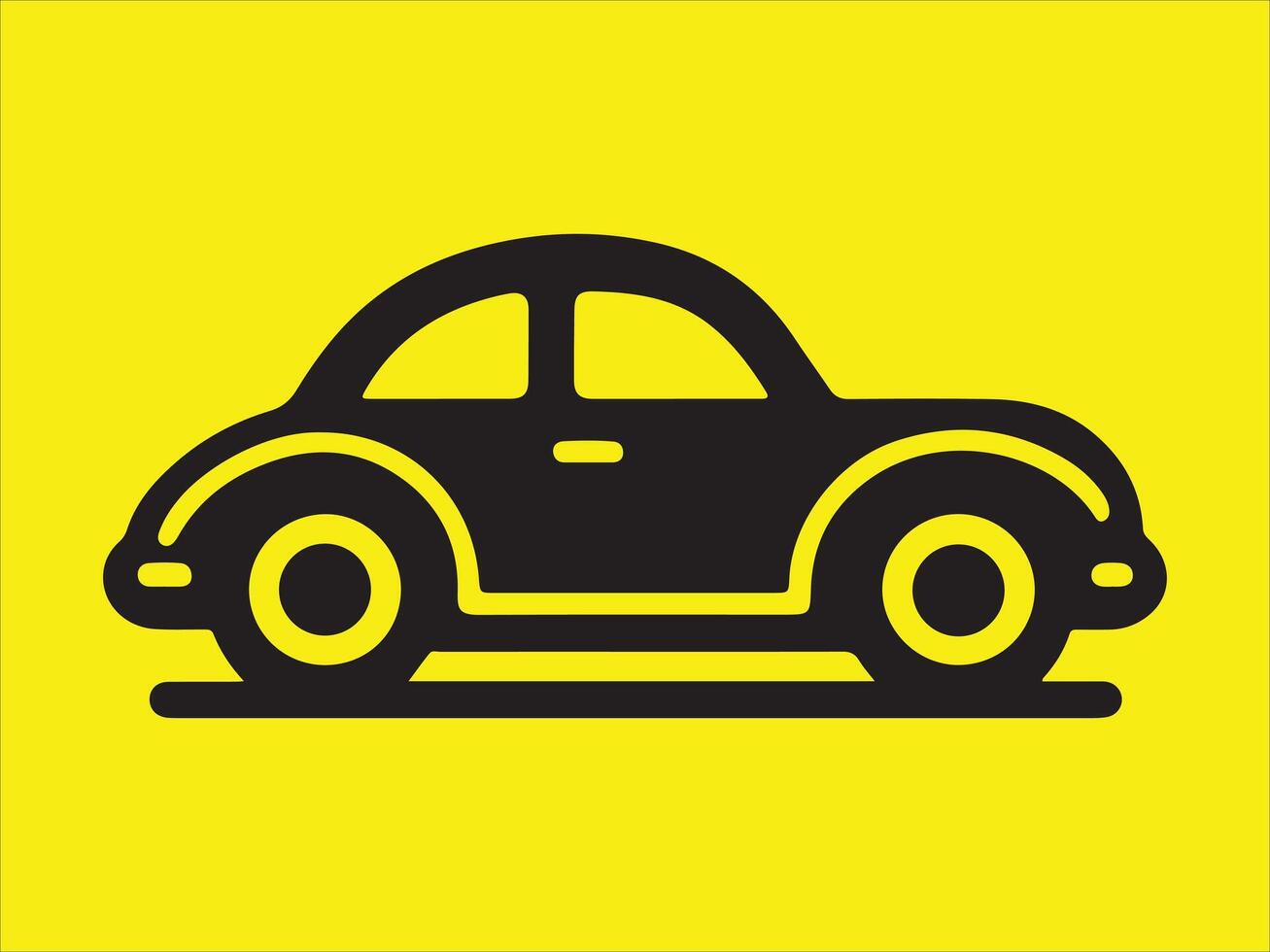 a black and yellow car icon on a yellow background vector