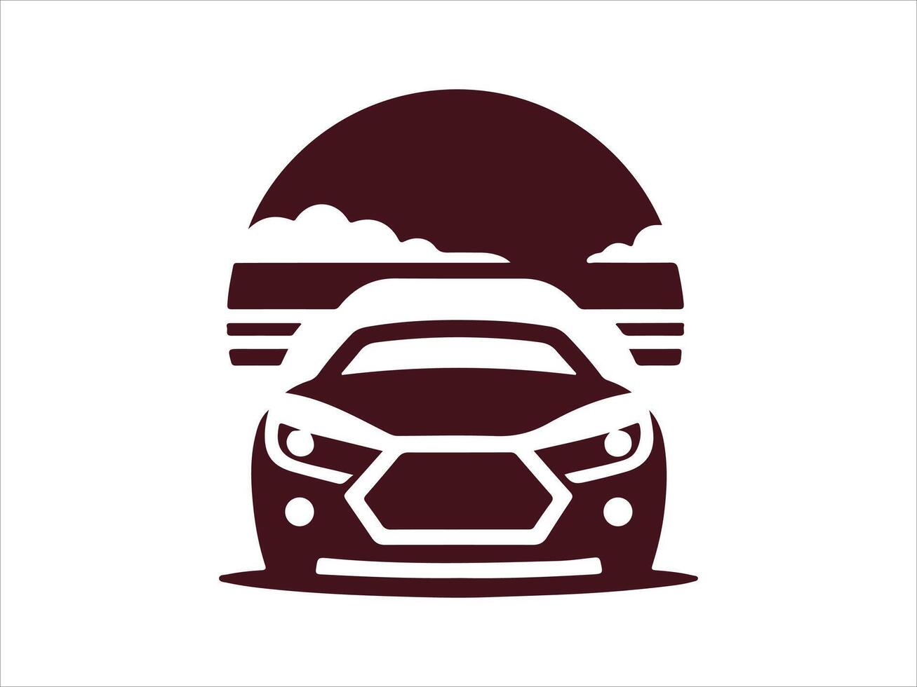 car icon on white background with sun and clouds vector