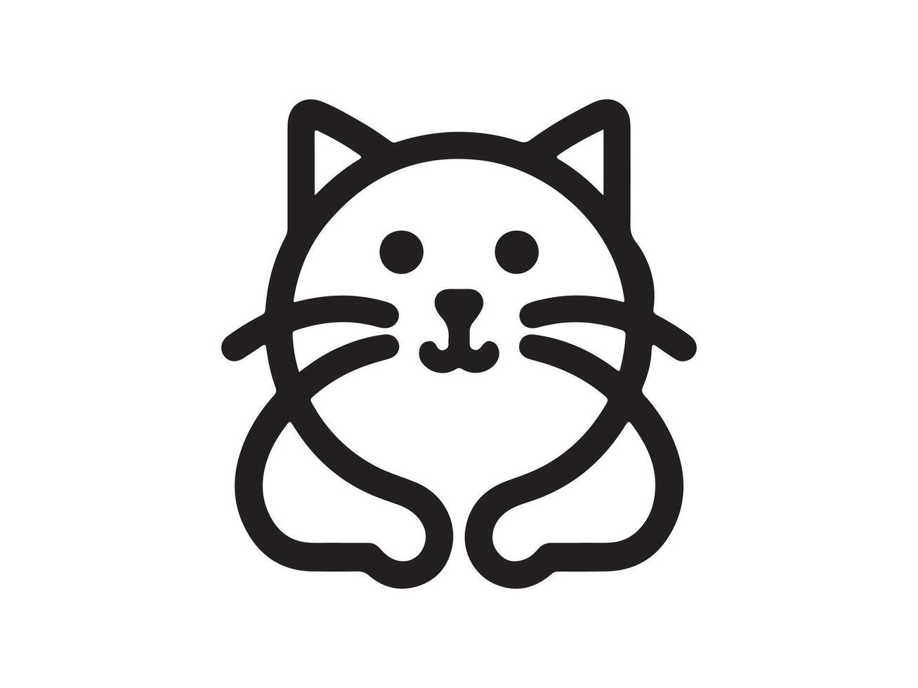 Cute Lines Cat Logo Design Icon Symbol Template vector