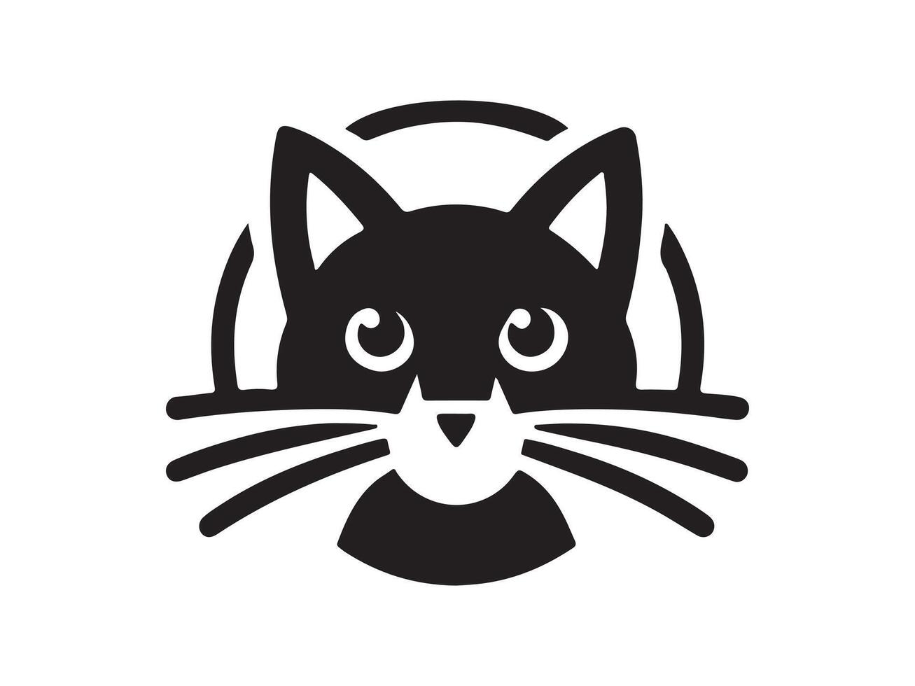 a black and white cat head icon vector