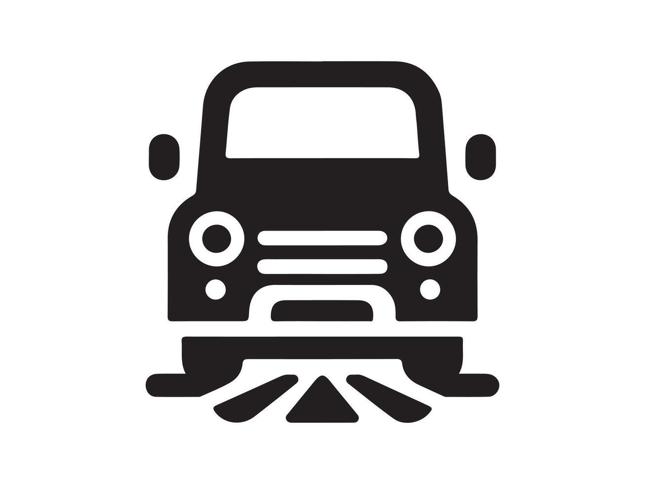 a black and white car icon of a truck on a road vector