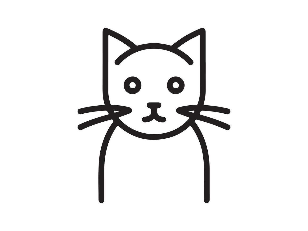 a black and white line drawing of a cat's face vector