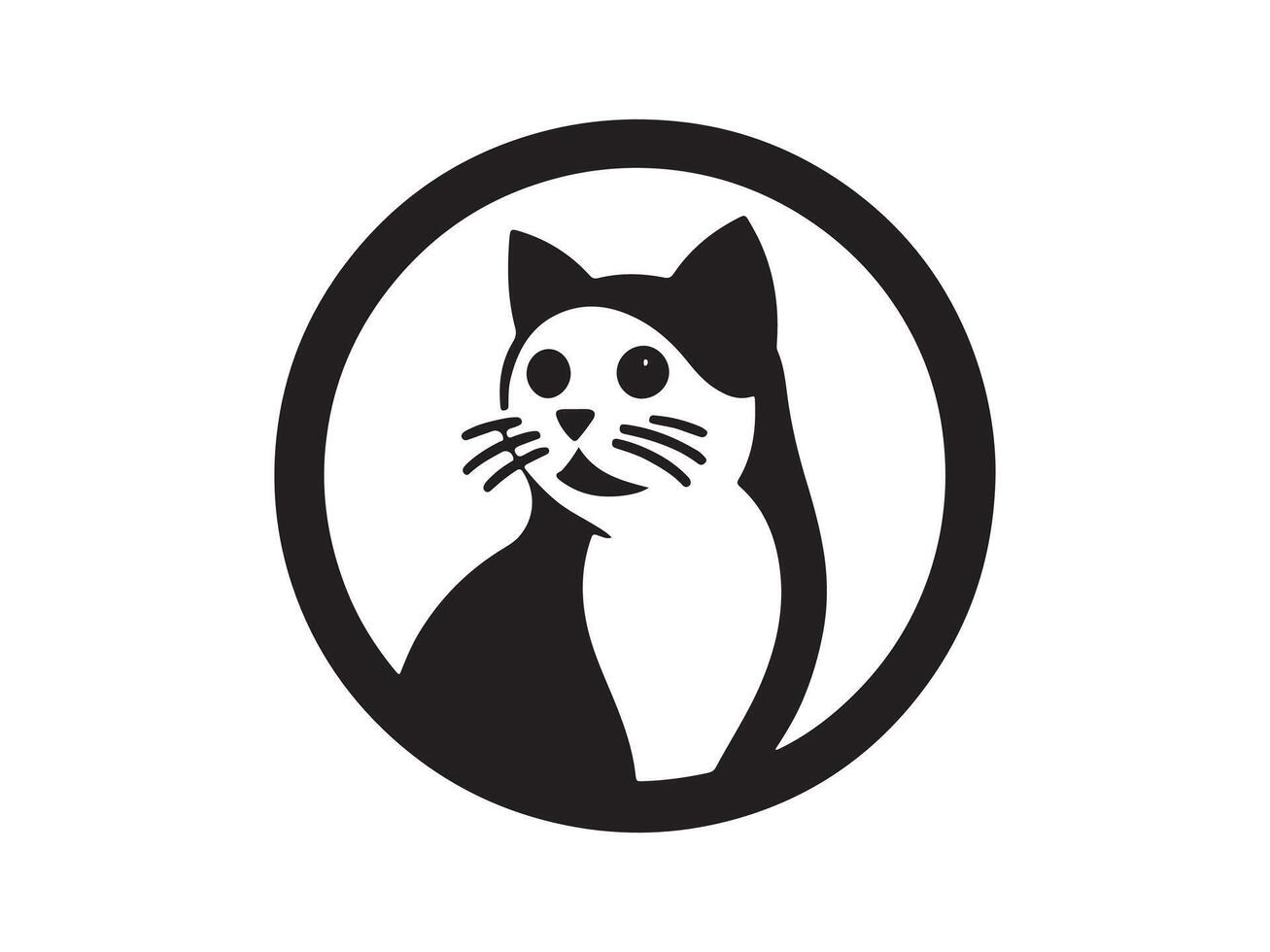 a black and white cat logo on a white background vector