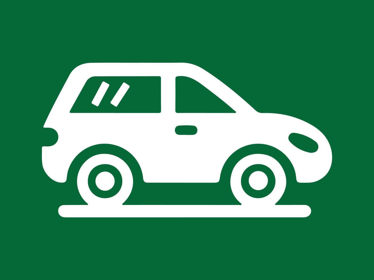 a white car icon on a green background vector