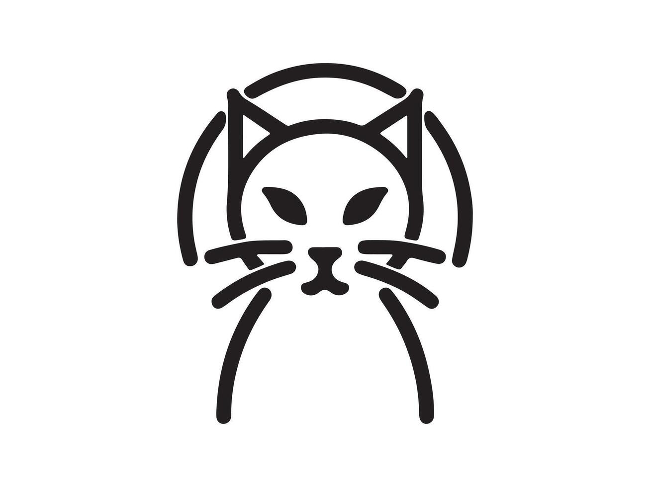 a black and white illustration of a cat's head vector