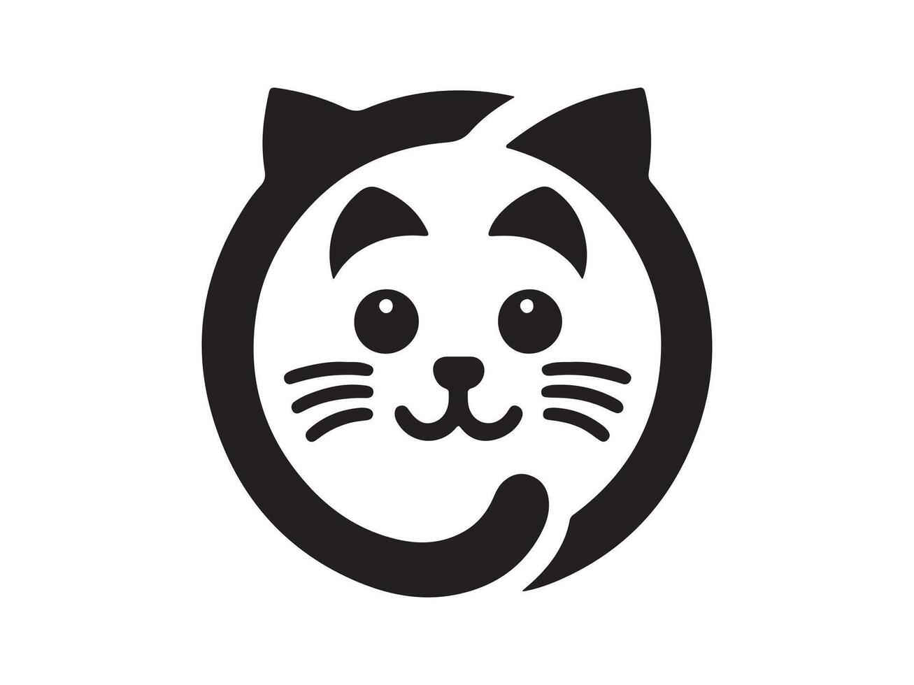 a black and white cat logo vector