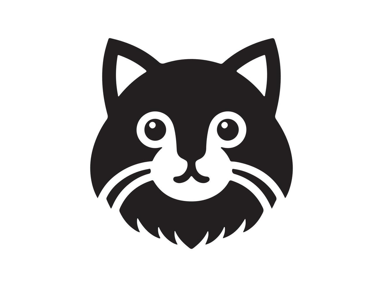 a black and white cat head icon vector