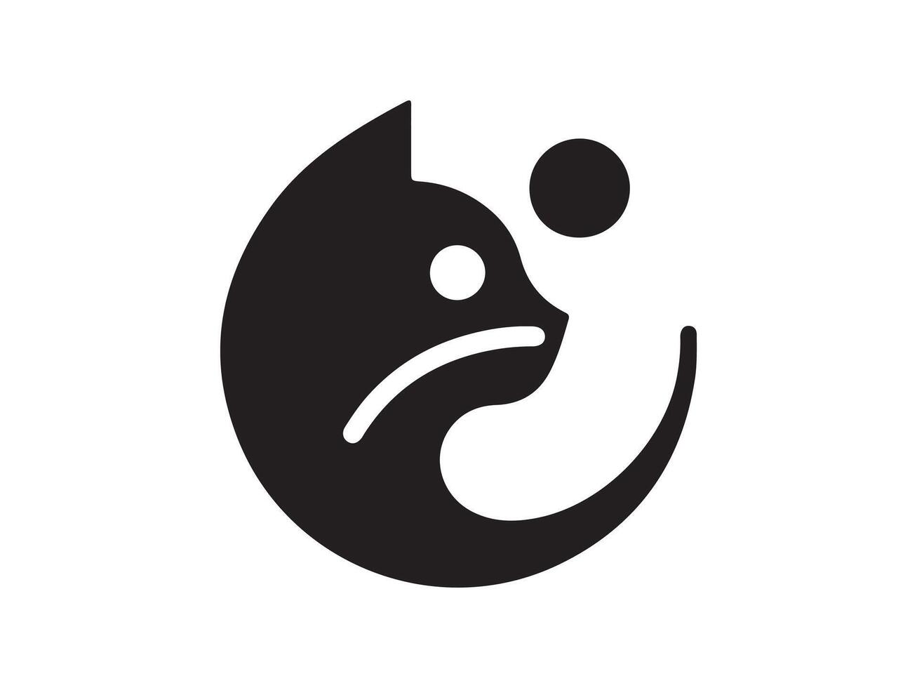 a black and white logo of a cat with a ball vector