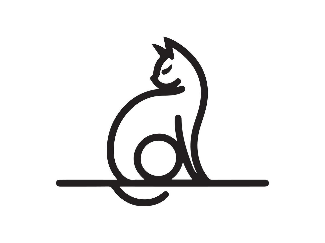 a black and white illustration of a cat sitting on a ledge vector