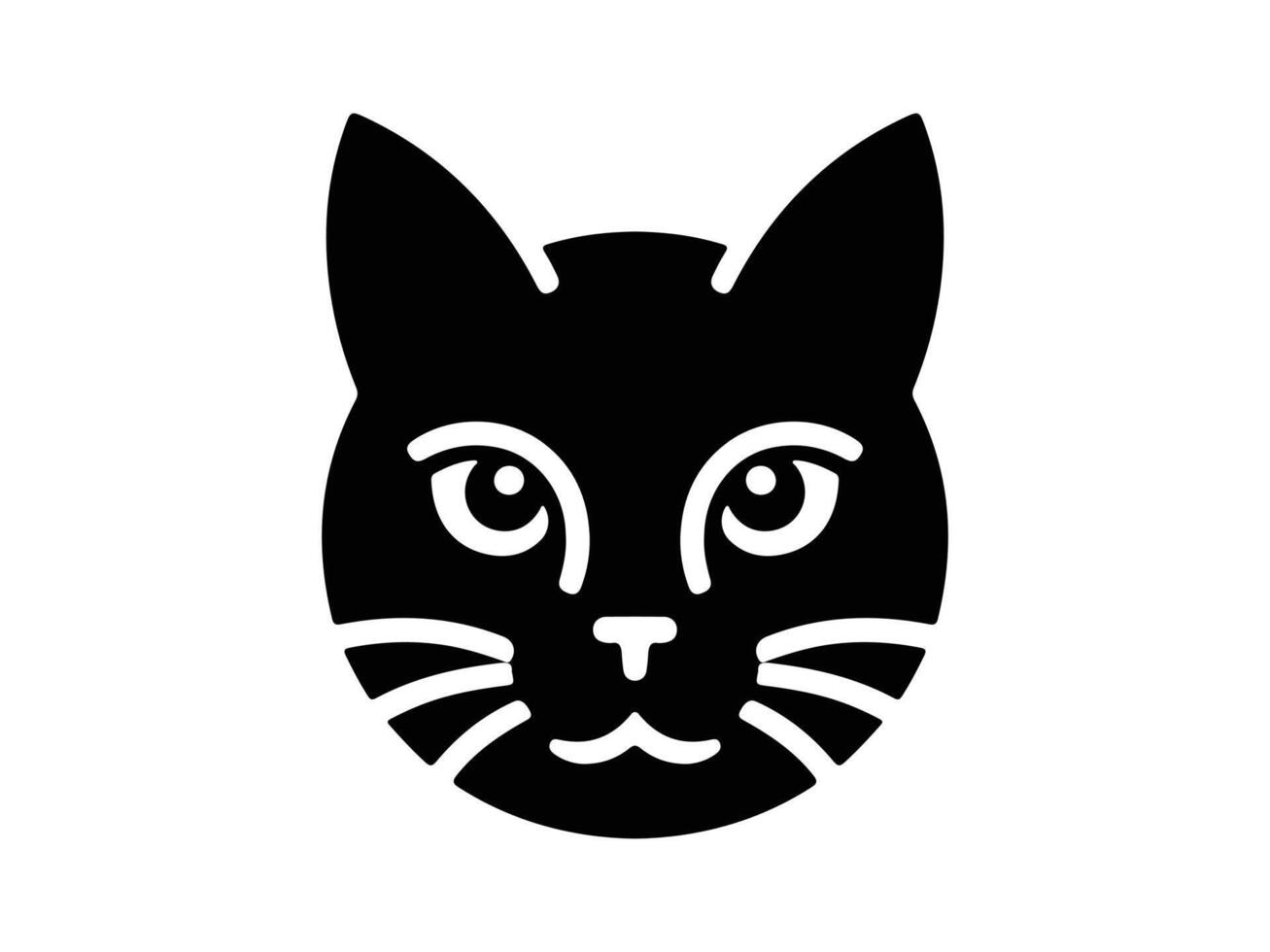 a black cat's face on a white background vector